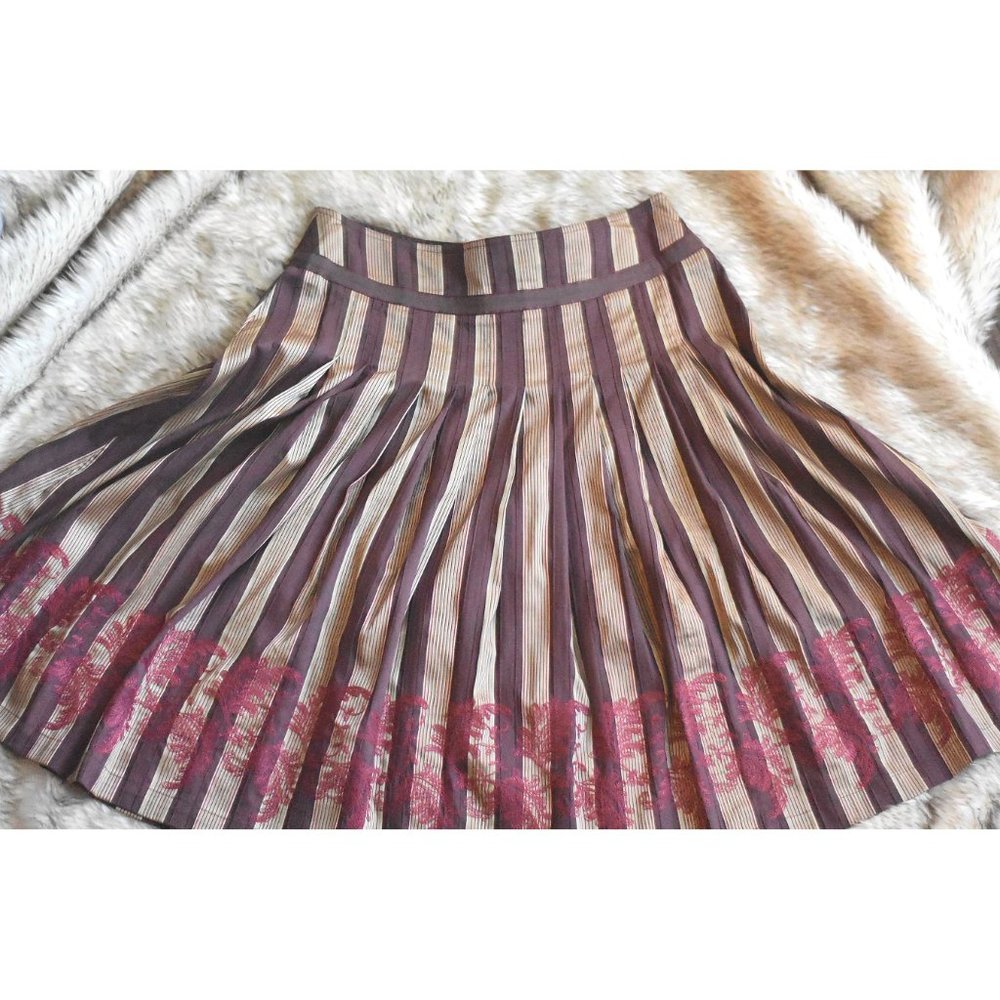 Nic + Zoe Striped & Pleated Full Skirt and Floral